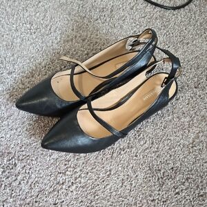 Antoni Melani Leather Black Slingback Flats